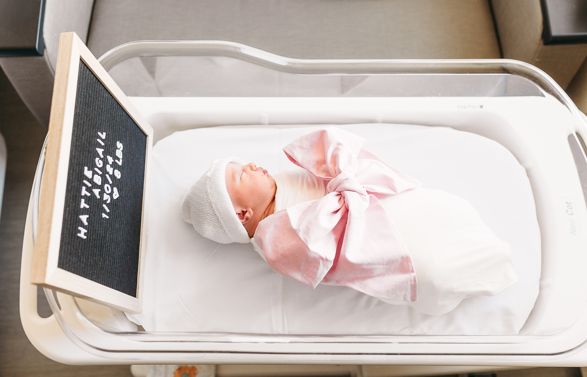 New baby in hospital crib at Mercy hospital okc.