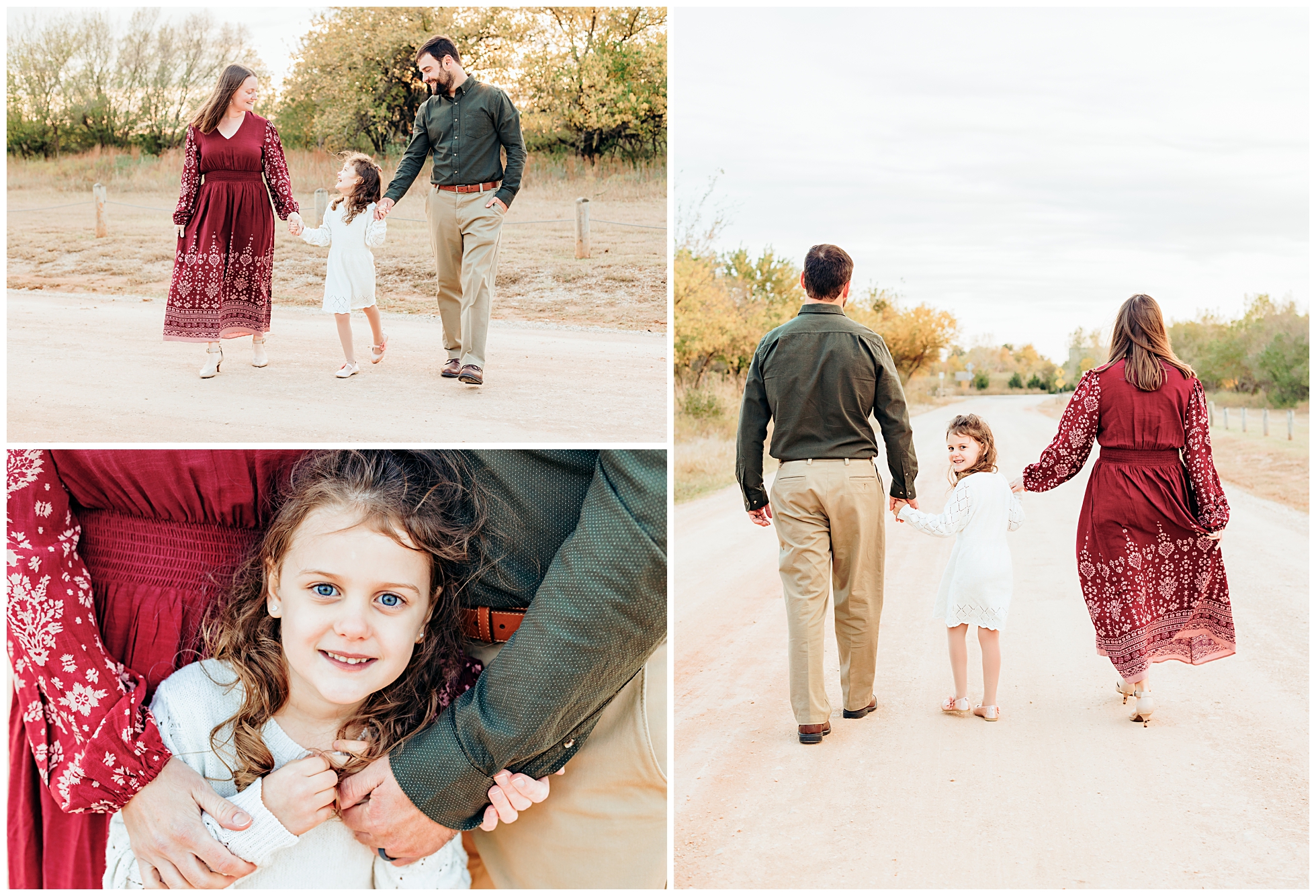 Family of 3 during photo session at lake Hefner.