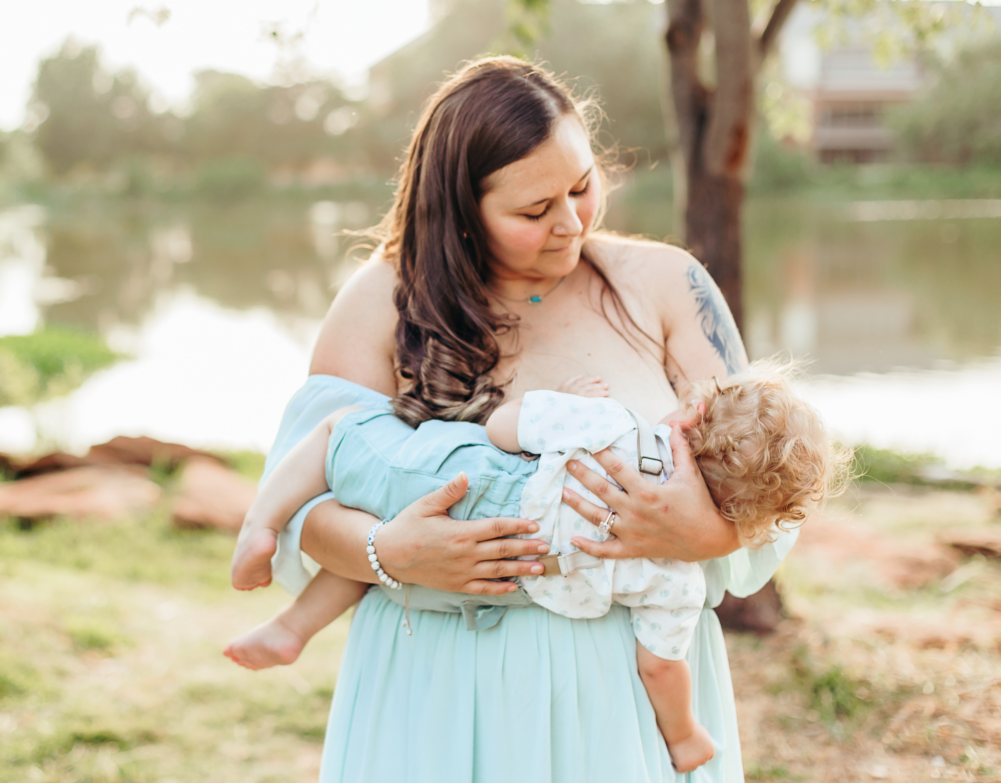 Mom and Dad together during newborn photo session in Edmond, OK.