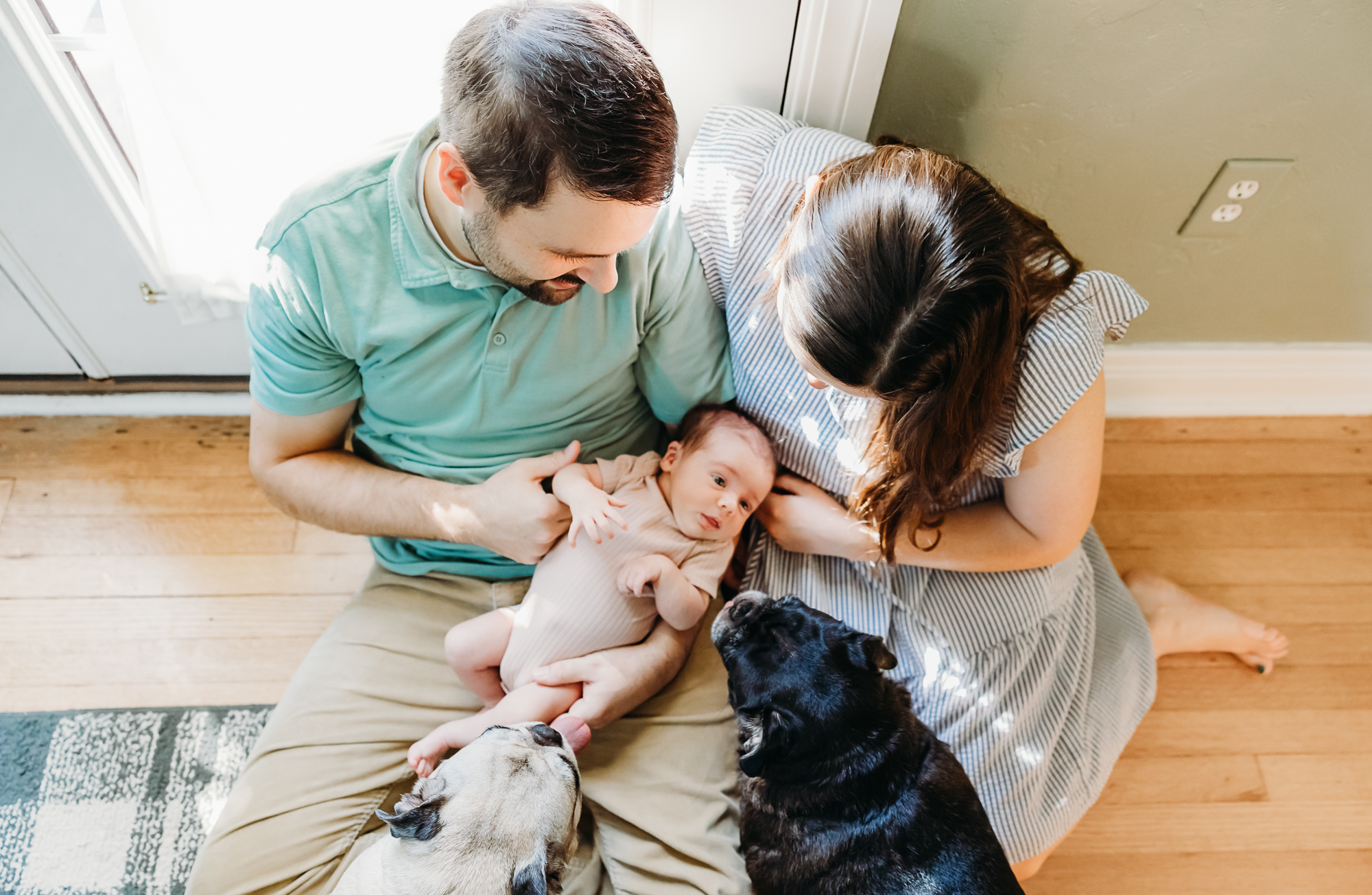 Dad holds baby during newborn photos by Edmond Newborn Photographer CEP.